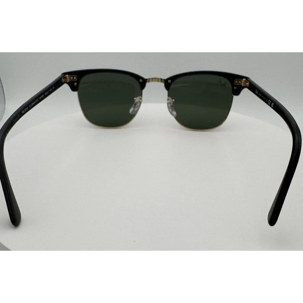 Ray-Ban Clubmaster RB3016 W0365 Black/Gold Green Tinted Retro Style 49 21 140 3N